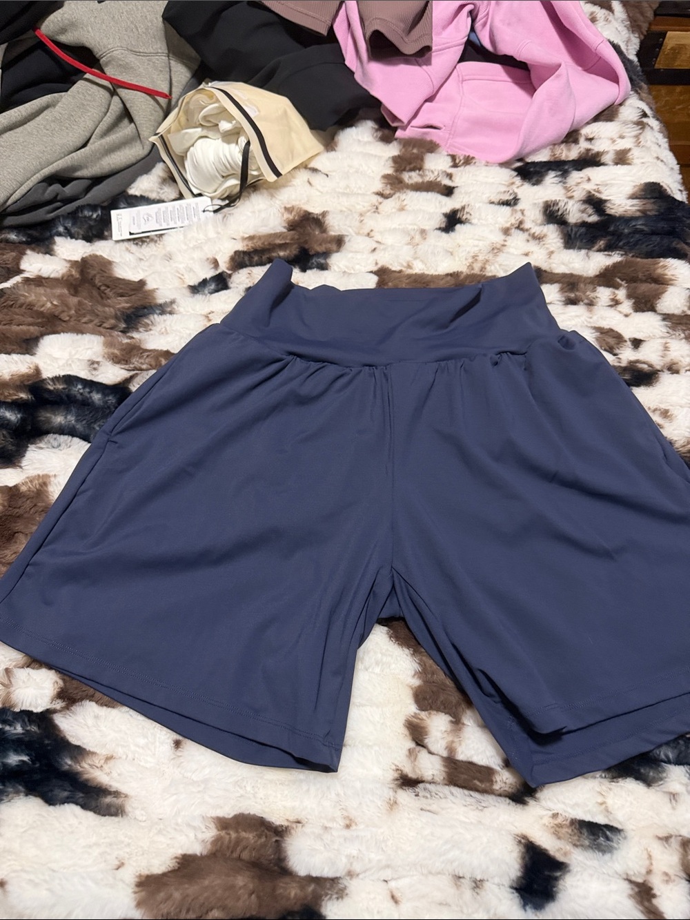 HALARA High-Waist Athletic Shorts in Slate Navy